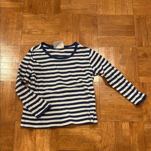 Hanna Andersson Navy and White Striped Long Sleeve Tee